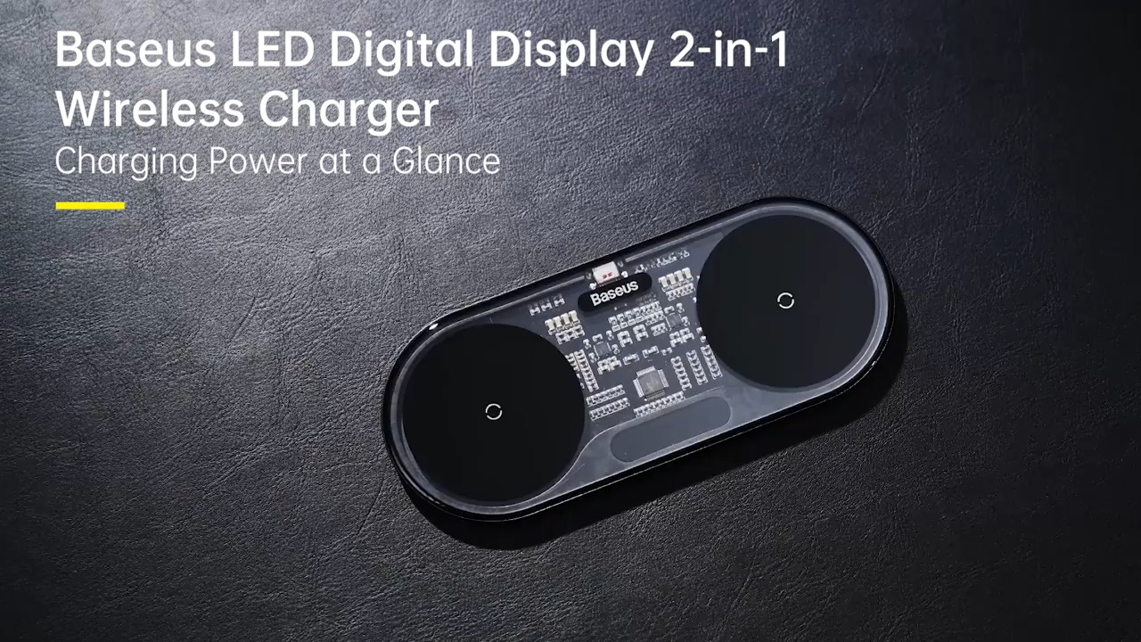 Baseus 20W 2 in 1 Wireless Charger Digital LED Display Fast Wireless Charging Pad For iPhone 14 13 Pro Max 12 Airpods Induction Huawei Samsung Xiaomi